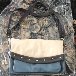 MARKED DOWN NEW: Blue/white/grey crossbody purse